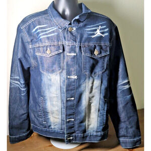 Blue Denim Jacket w/"Jumpman" Logo on Chest Size L